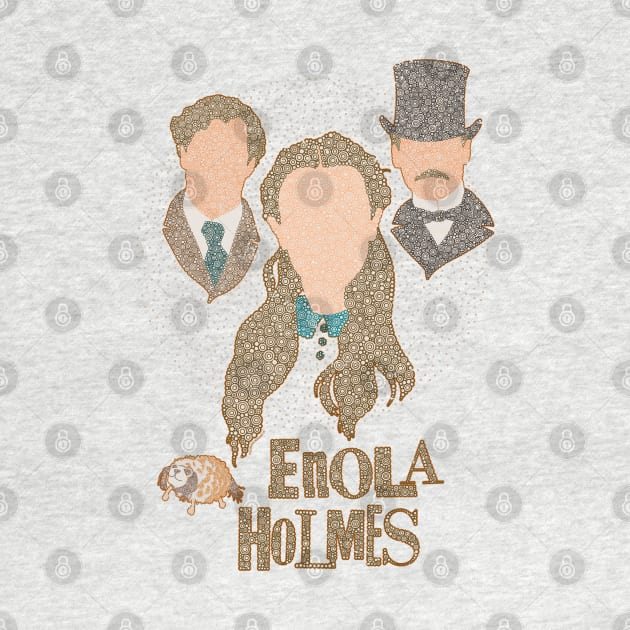 Enola Holmes Characters Minimalist Portraits Circle Design by pbdotman